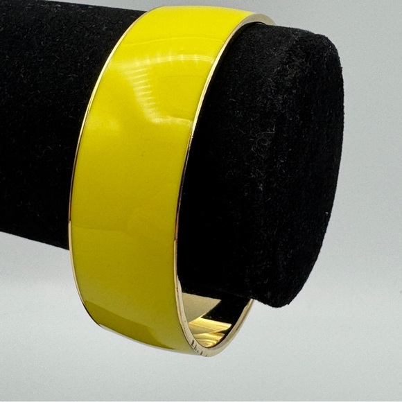 J.Crew Yellow Enamel Wide Bangle Bracelet 7.5” Wrist - Picture 4 of 5